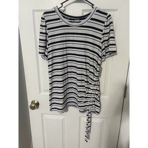 NWT Womens Daily Thread Black/ White Striped Casual Knit Top Size L